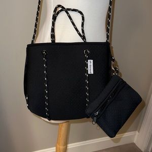 Ah dorned  black neoprene and velvet crossbody, NWT